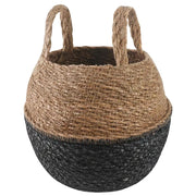Vaso da fiori con manici Nero Ø 22 x 20 cm 100% Erba marina 42012260