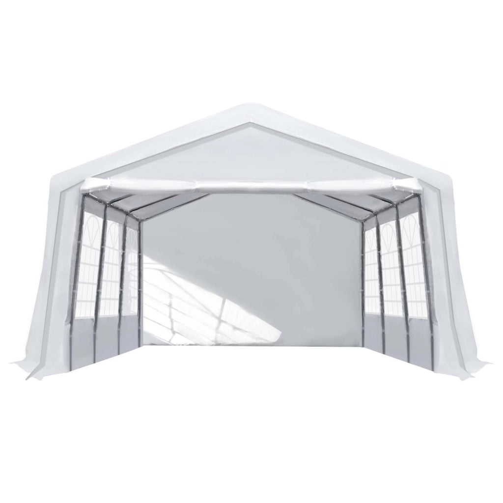 Gazebo da giardino 4x8m ¨C Xylo ¨C struttura acciaio galvanizzato bianco con 8 finestre