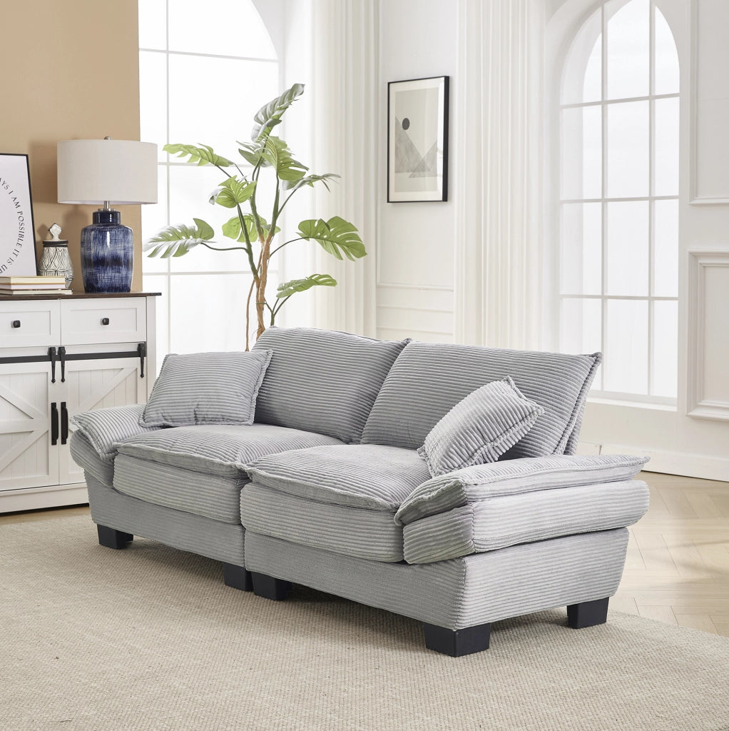 Divano 2 posti in velluto grigio chiaro 224 cm