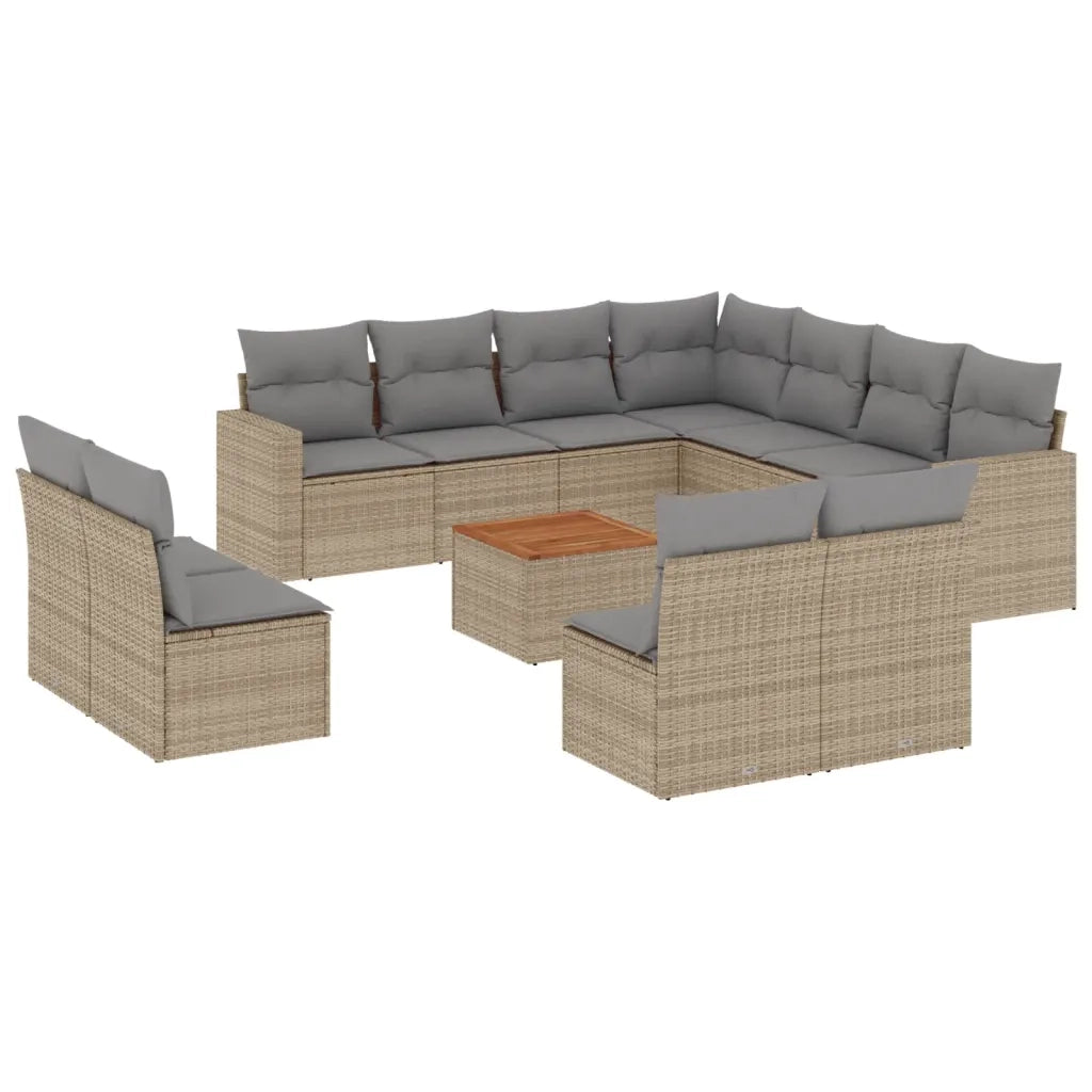 Set Divano da Giardino 12 pz con Cuscini Beige Misto Polyrattan 3256514