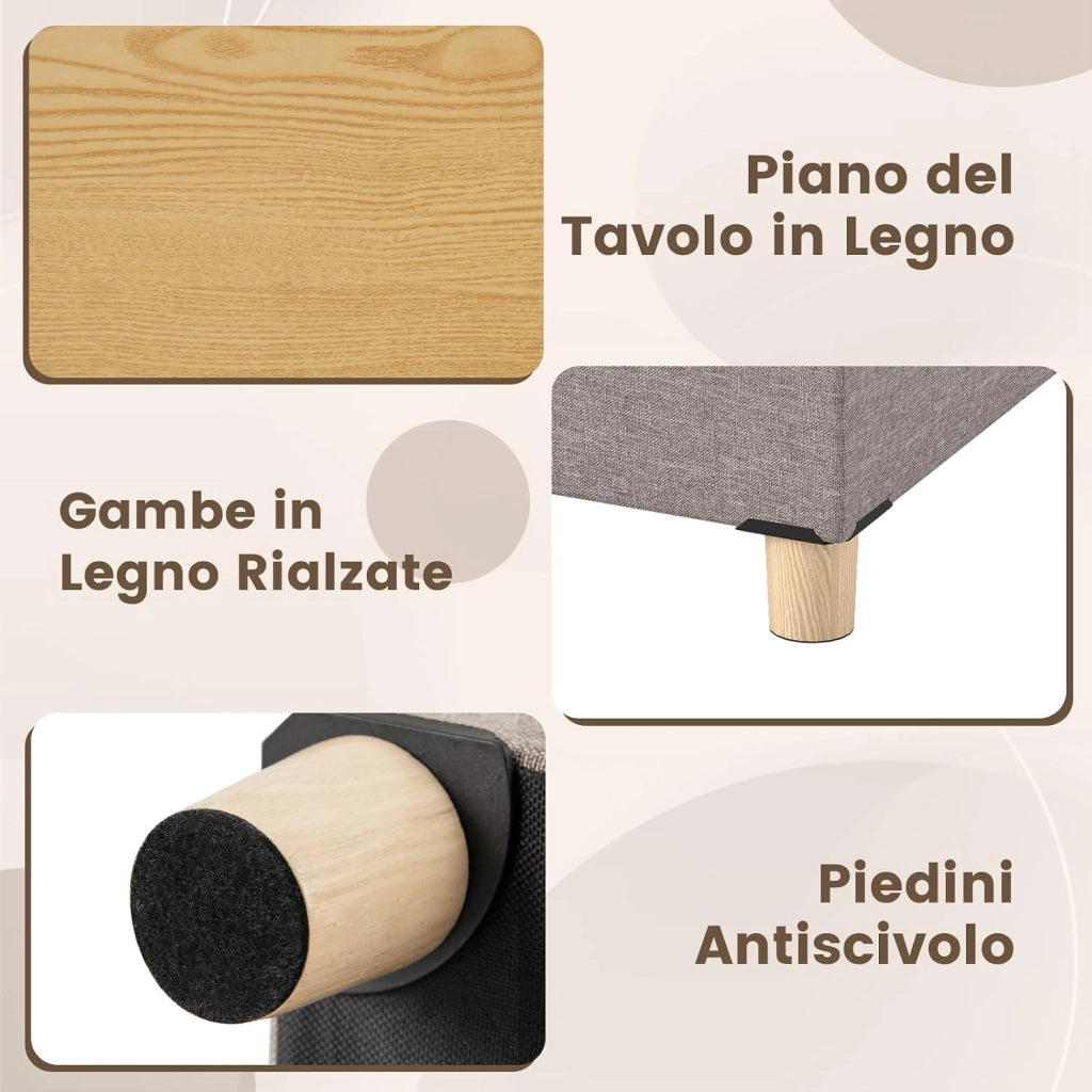 Panca Contenitore 78 L, Cassapanca Contenitore con Vassoio Reversibile e Gambe in Legno Massello, Panca Poggiapiedi Pieghevole in Tessuto di Lino per Soggiorno e Ingresso, 76 X 38 X 39 CM
