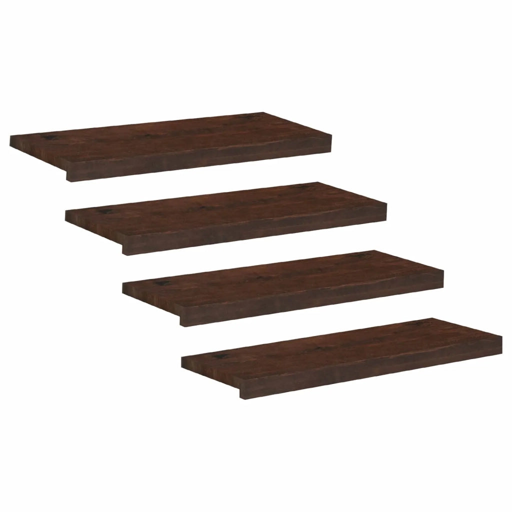 Tappeti per scale 4 pz 80 x 25 x 2 cm Marrone Scuro 3446233
