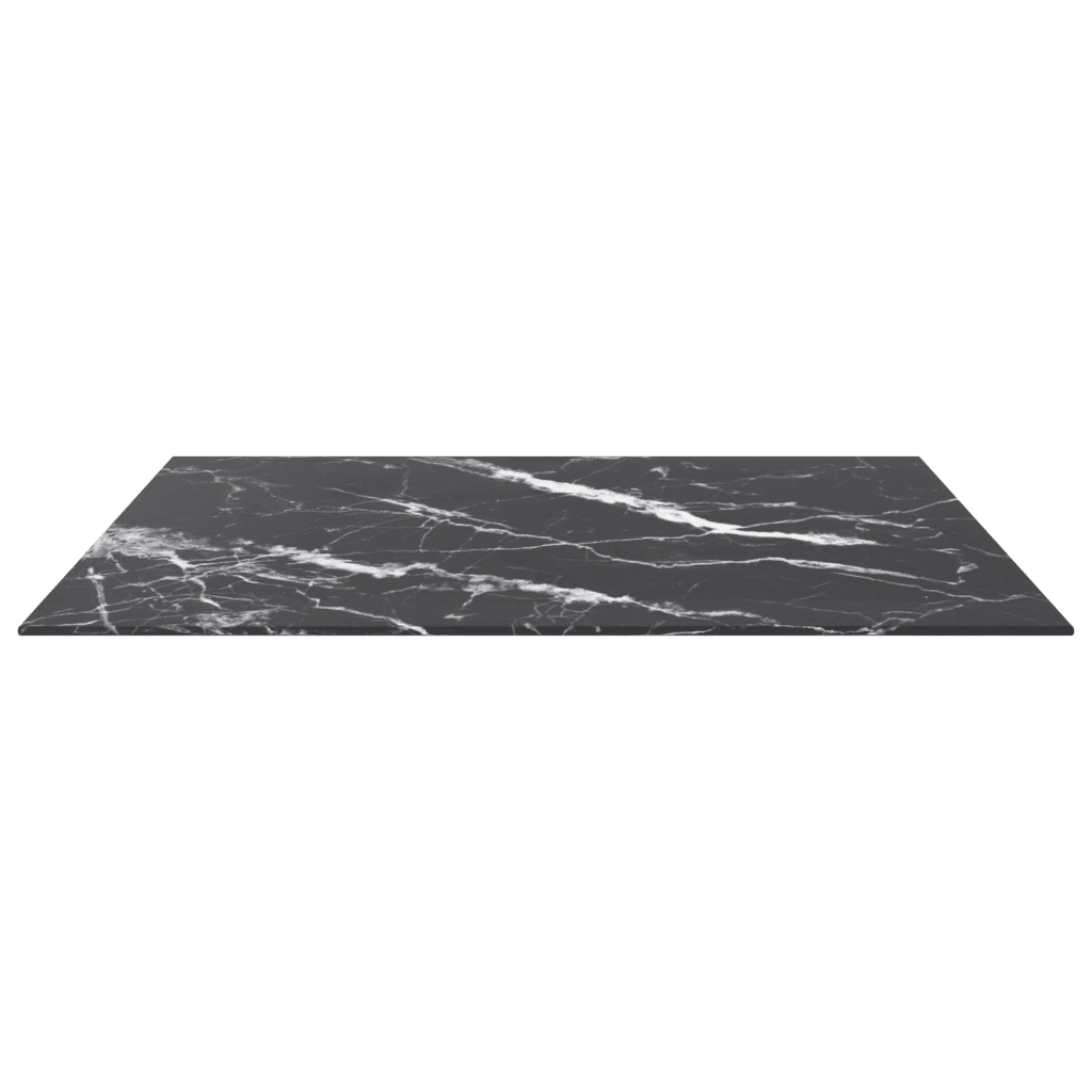 Piano Tavolo Nero 80x80 cm 6mm in Vetro Temperato Aspetto Marmo cod mxl 76215
