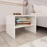 Comodino Bianco Lucido 40x30x30 cm in Legno Multistrato 800075