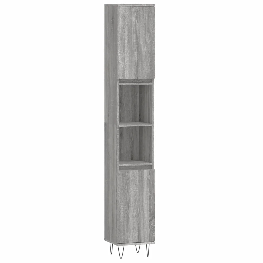 Set Mobili da Bagno 3 pz Grigio Sonoma in Legno Multistrato 3190227