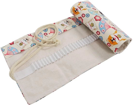 Tas per artisti con contenitore 48 fessure - Panno in canapa duraturo - Etui - Lavabile - Ripiegabile - Protezione efficace per il punto della penna
