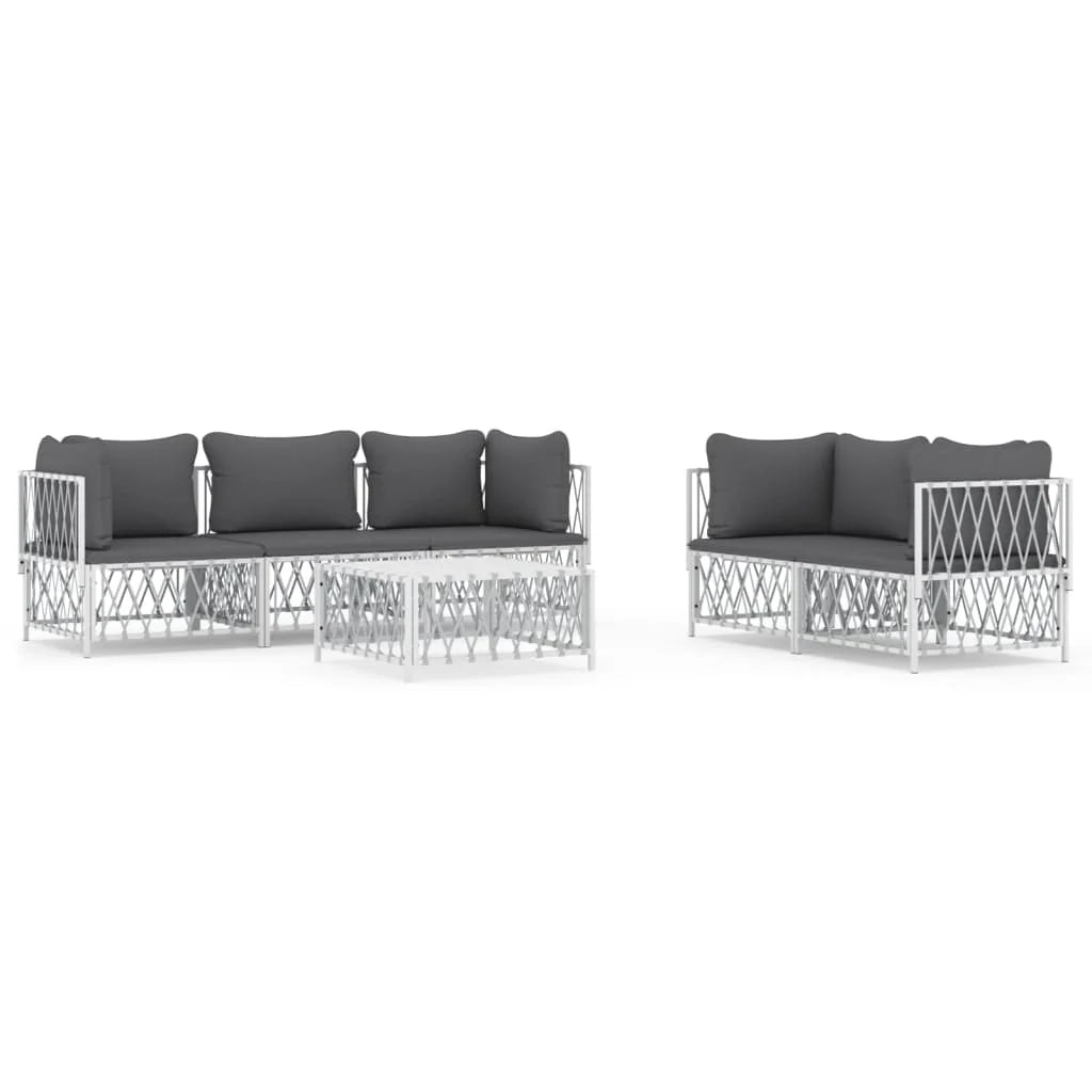Mobili da giardino mobili da esterno set di mobili con cuscini 6 pezzi acciaio bianco 02_0018317