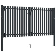 Cancello per Recinzione a doppia Porta in Acciaio 300x150 cm Antracite 146353