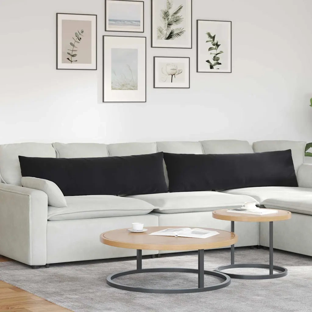 Cuscini da Divano 2 pcs Nero 145 x 40 cm Tessuto in Cords 42013848