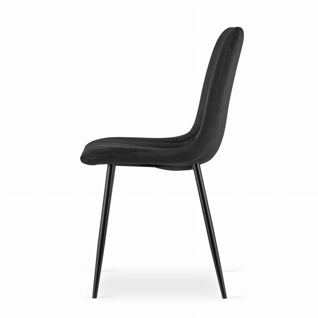 Sedia Valora JEWA in velluto nero dal design ergonomico per il soggiorno x2