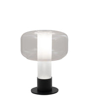 Lampada da Tavolo Flick Trasparente, Struttura in Metallo e Vetro Borosilicato, Dimmerabile al Tocco, Attacco E14 15W, IP20 - Flick