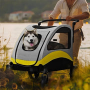 Carriolo 2 in 1 per Cane e Auto - Peso Leggero e Resistente - Design Respirante - 4 Ruote - Capacità 20KG