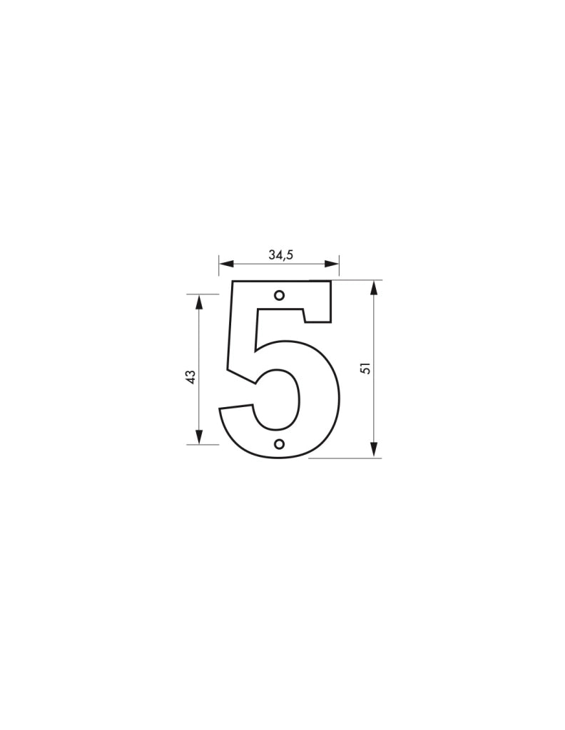 Numero "5" H 51 mm da avvitare – THIRARD
