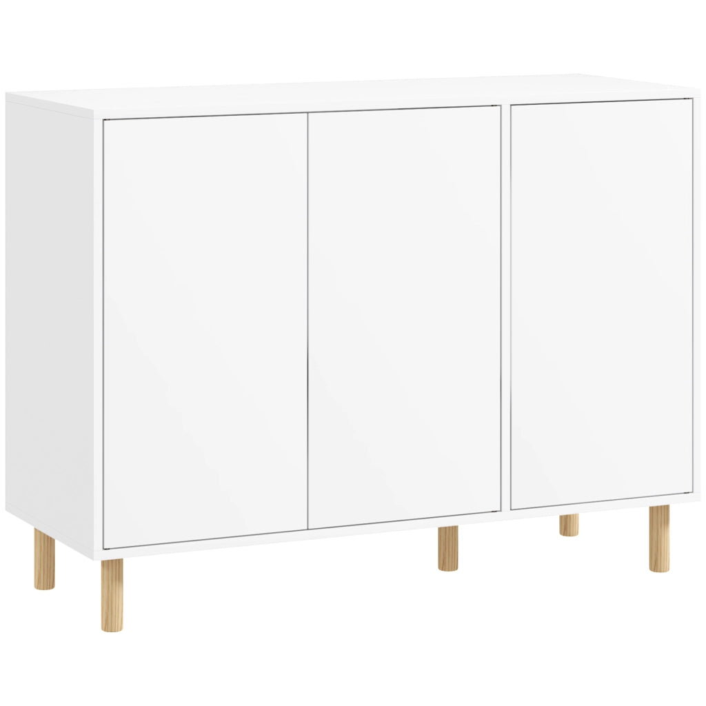 Credenza con 2 Armadietti e 3 Ripiani in Legno ¨C Zephmum ¨C Bianco 107x40x80 cm