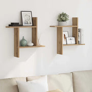 Mensole Parete 2pz Rovere Artigianale 50x12x50 cm in Truciolato 853262