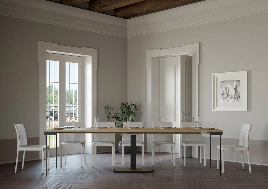 Consolle Allungabile 90-300x40x77 cm in Nobilitato Marrone