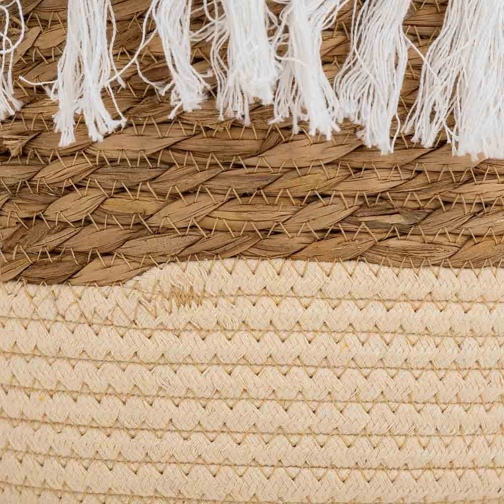 Cesto in fibra naturale e cotone bianco d28x21,5h