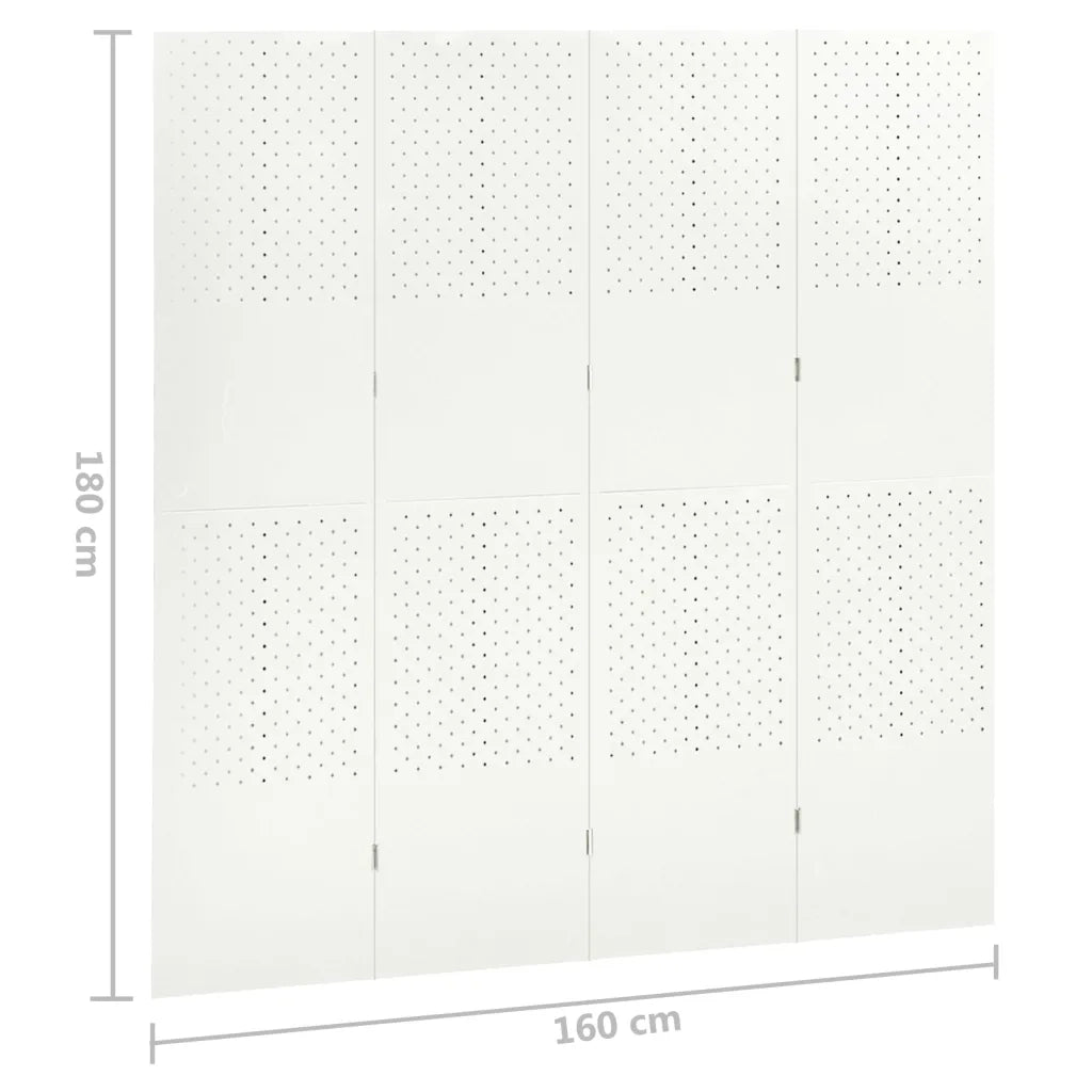 Paravento a 4 Pannelli Bianco 160x180 cm in Acciaio cod mxl 56089