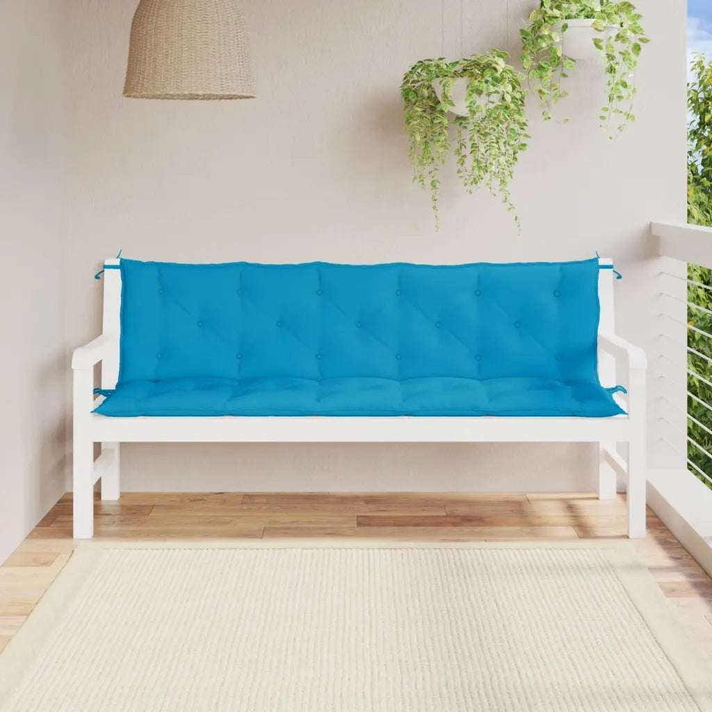 Cuscini per Panca 2 pz-Set di 2 Cuscini per panchina Azzurri 180x50x7 cm in Tessuto Oxford