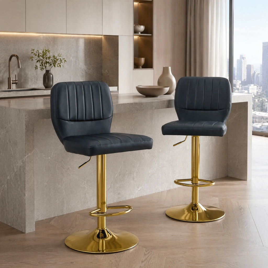 SGABELLO BAR Regolabile 62-83 cm Girevole 360° Nero/Oro