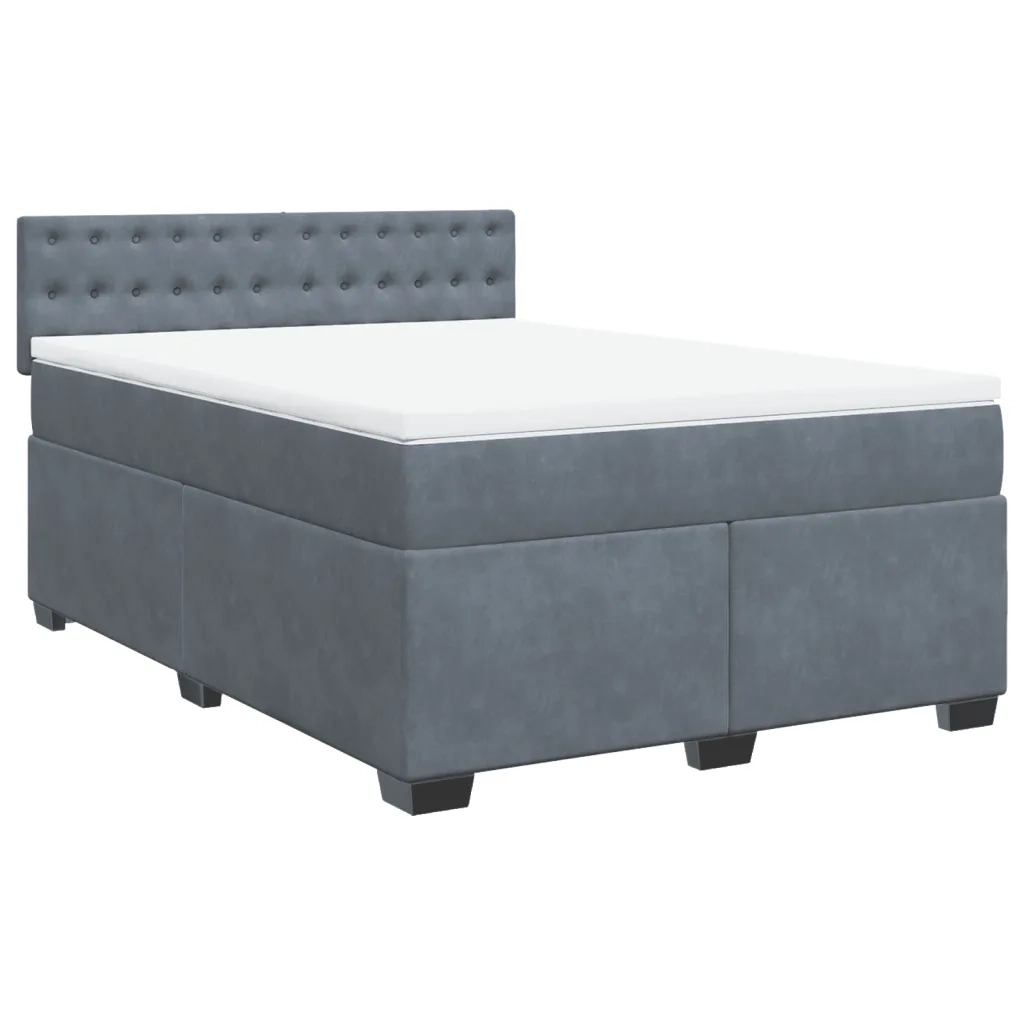 Giroletto a Molle con Materasso Grigio Scuro 160x200 cm Velluto