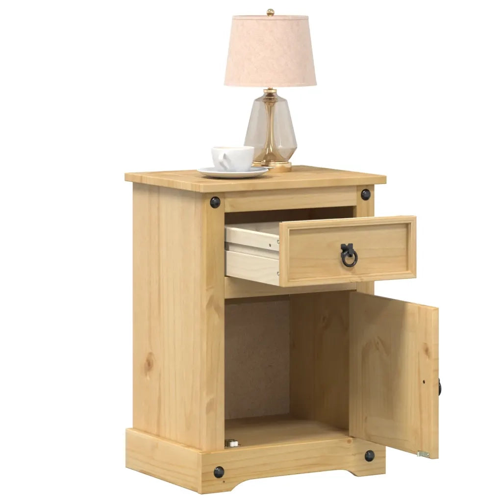 Comodino-Tavolino da notte Corona 45x35x64 cm in Legno Massello di Pino 747218