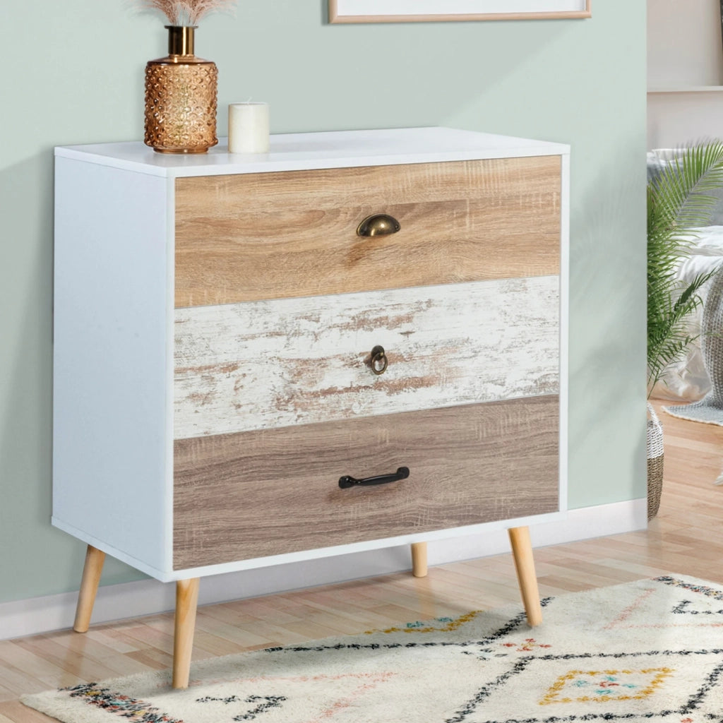 IDMarket - Cassettiera a 3 cassetti scandinavo BAHIA