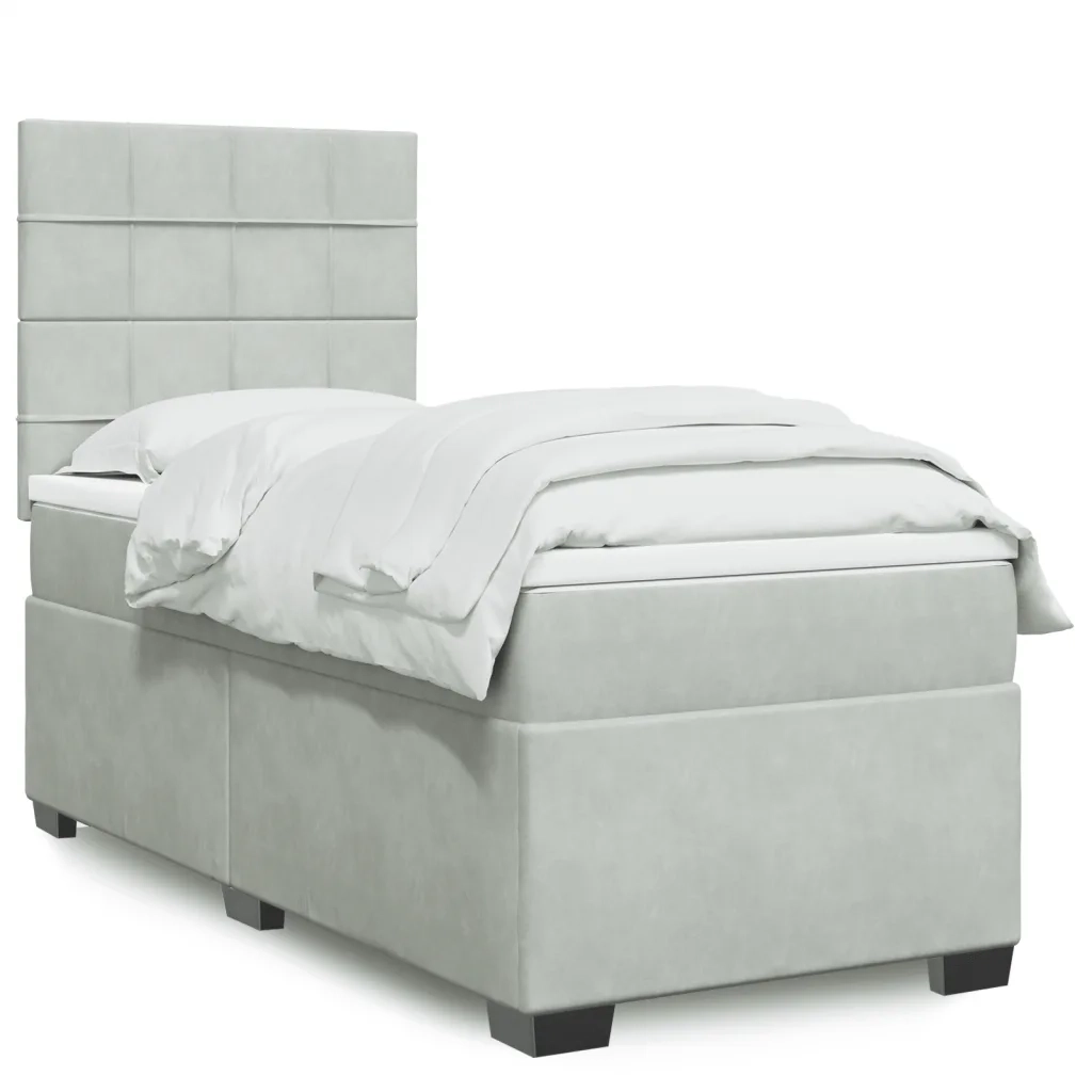 Giroletto a Molle con Materasso Grigio Chiaro 80x200 cm Velluto 3290762