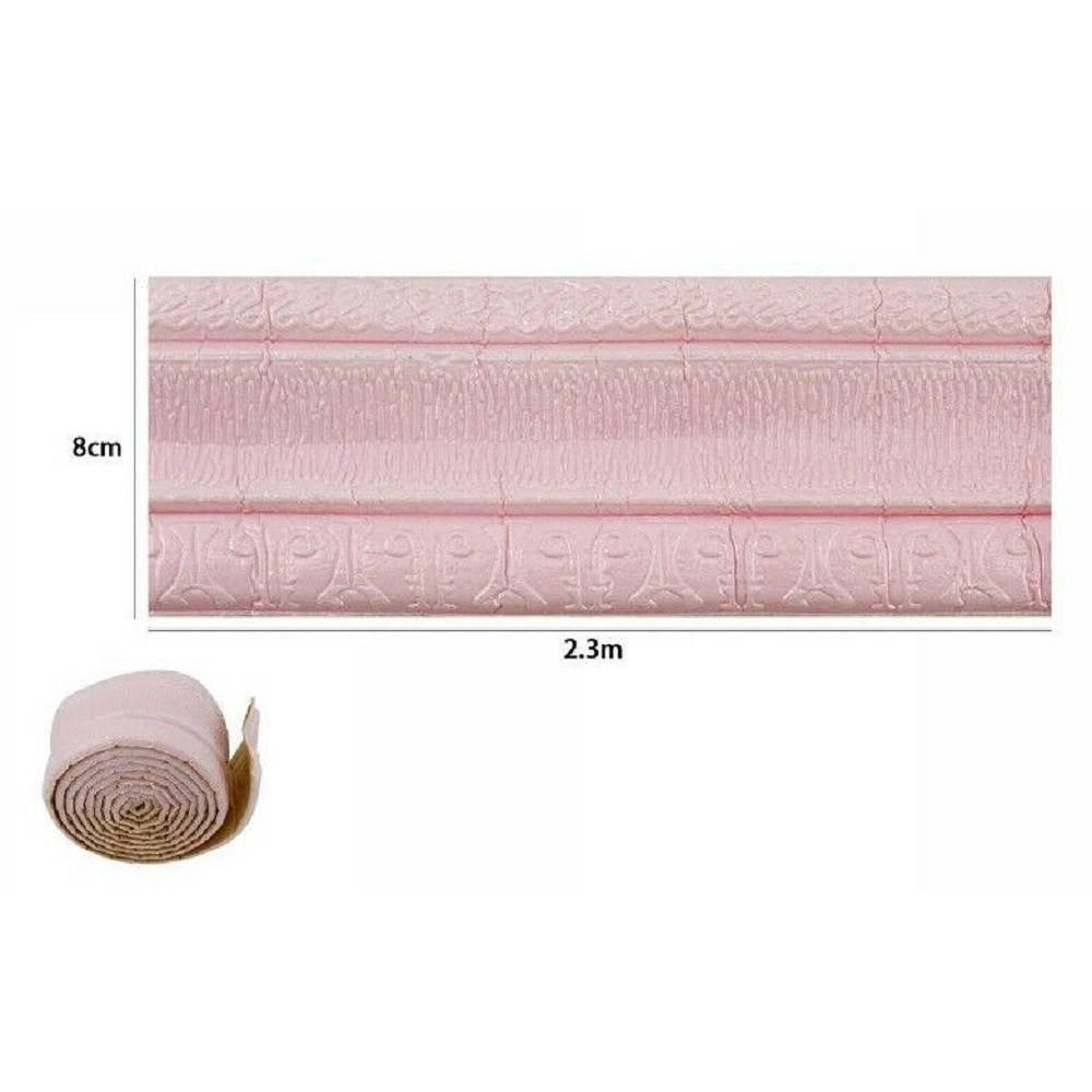 Trade Shop - Rotolo Carta Adesiva Per Parati Mobili Greca Stampa 3d Rosa 8 Cm X 2.3 Mt 69217 -