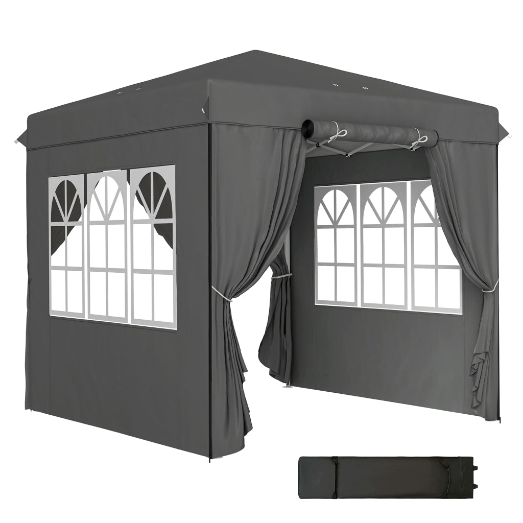 Pavilion da giardino pop-up 2.5x2.5m con pareti e borsa ¨C zephmum ¨C grigio scuro