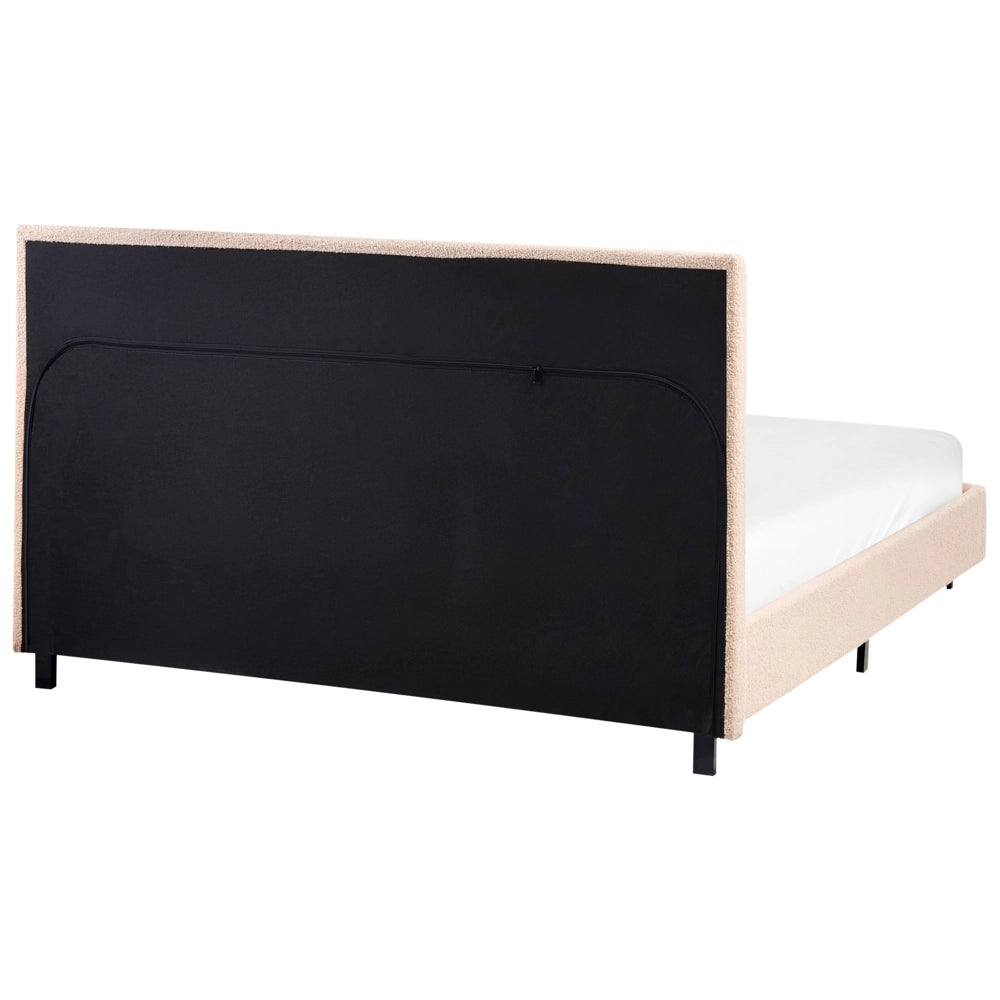 Letto con testiera piccola 120 x 200 cm in bouclé beige dal design moderno