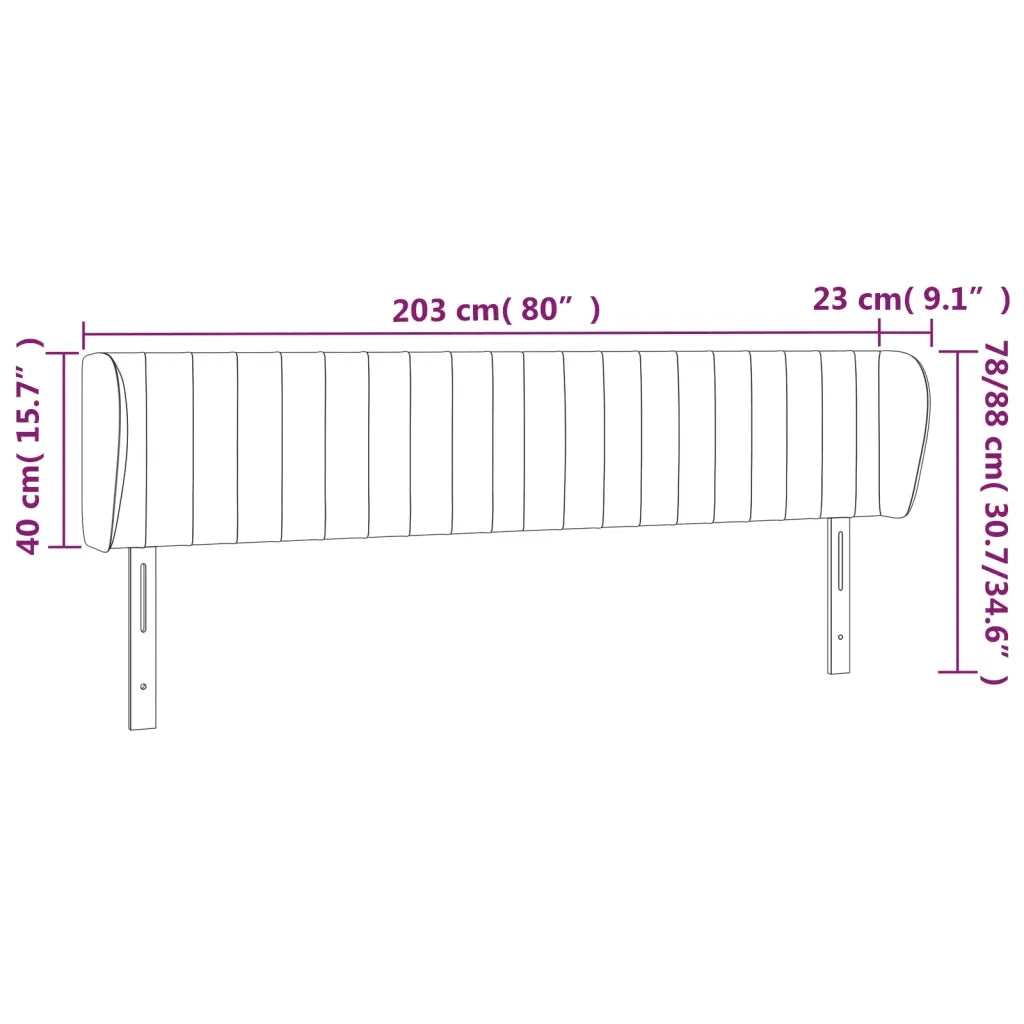 Testiera ad Orecchio Rosa 203x23x78/88 cm in Velluto
