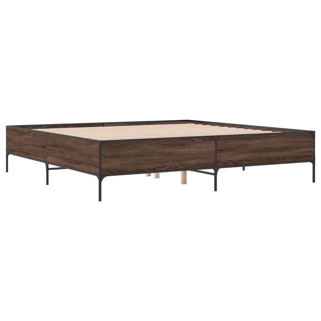 Giroletto-Struttura Letto Rovere Marrone 180x200cm in Legno Multistrato Metallo 955880