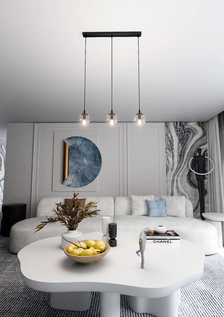 Lampadario Emibig COSMO 3 3xE14 nero vetro trasparente