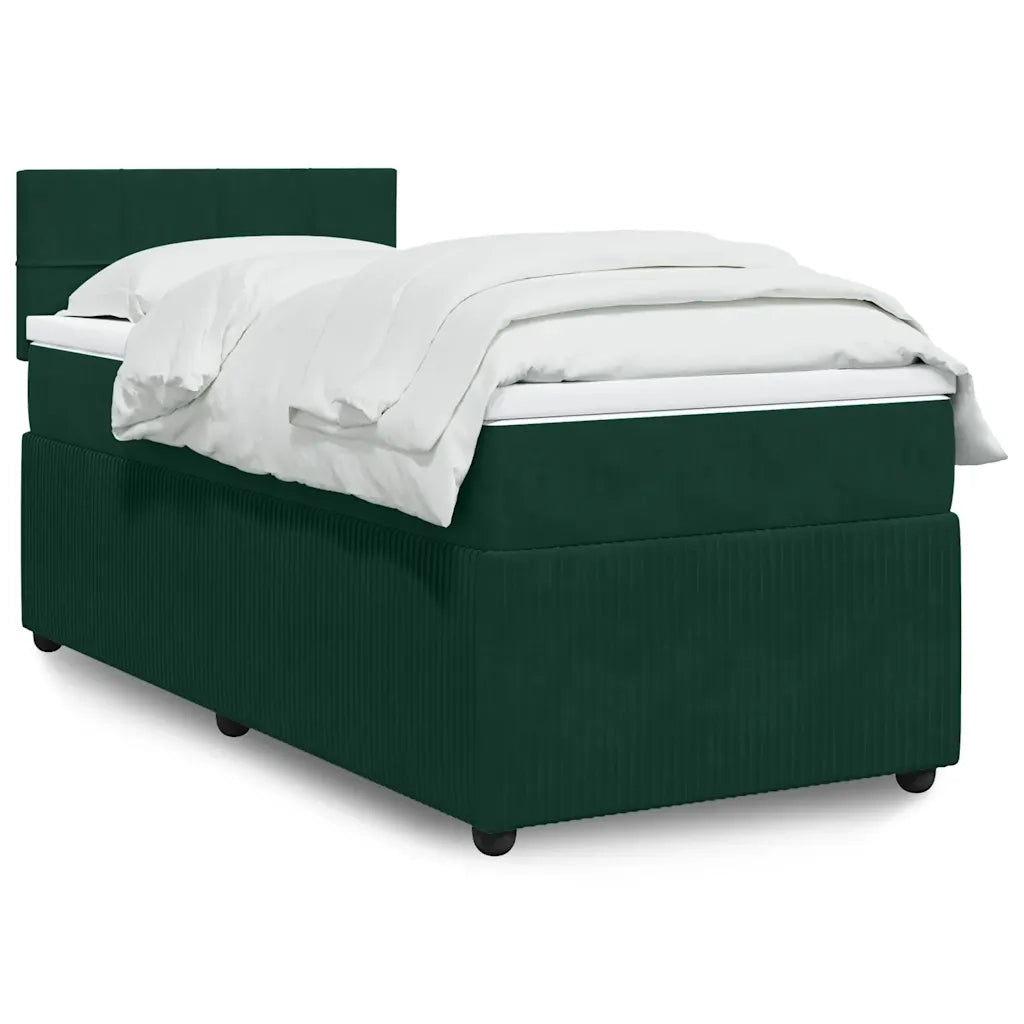 Giroletto a Molle con Materasso Verde Scuro 90x200 cm Velluto