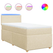 Letto singolo | Letto per adulti | Giroletto a Molle con Materasso Crema 80x200 cm inTessuto