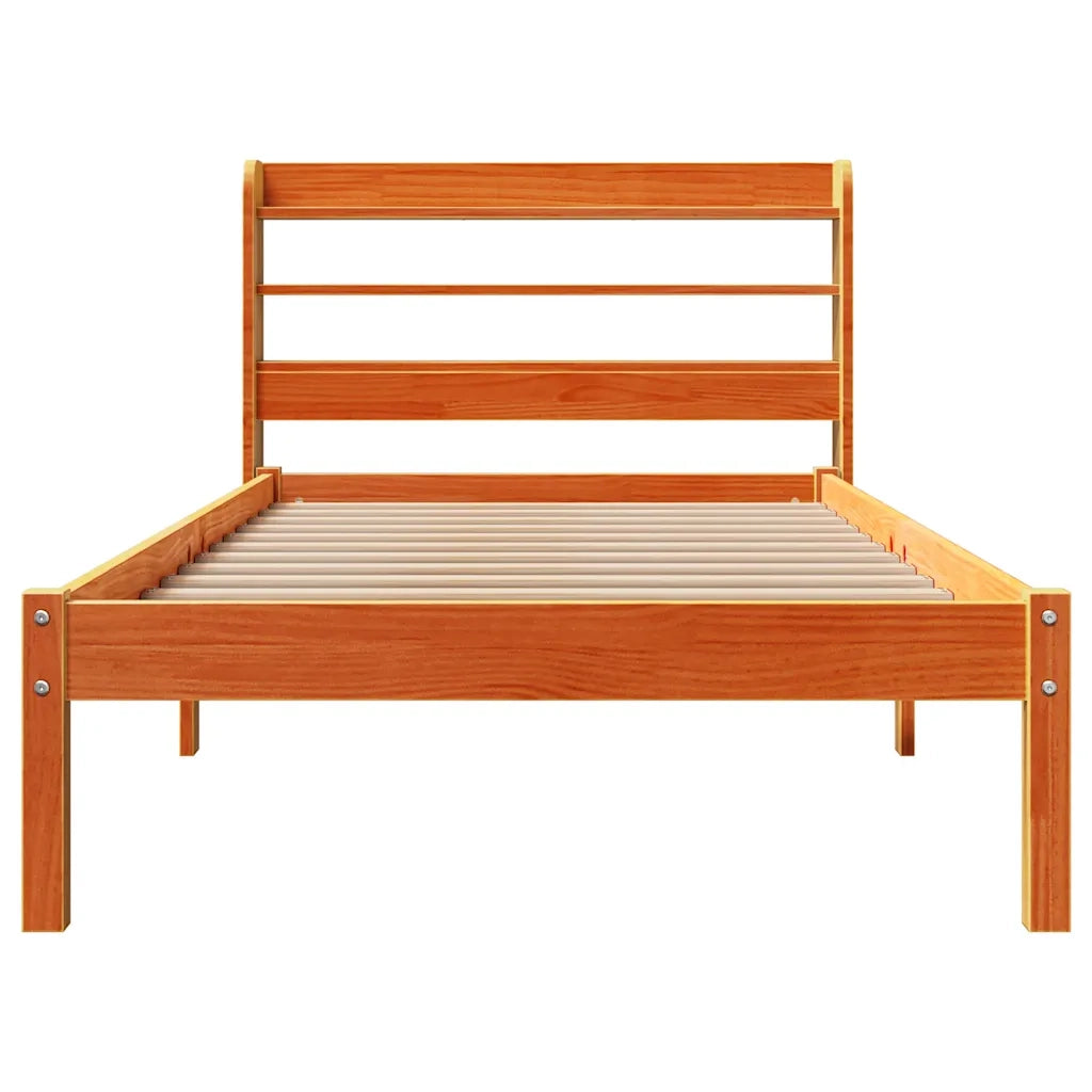 Giroletto con Testiera Marrone Cera 75x190 cm Massello Pino 3306551