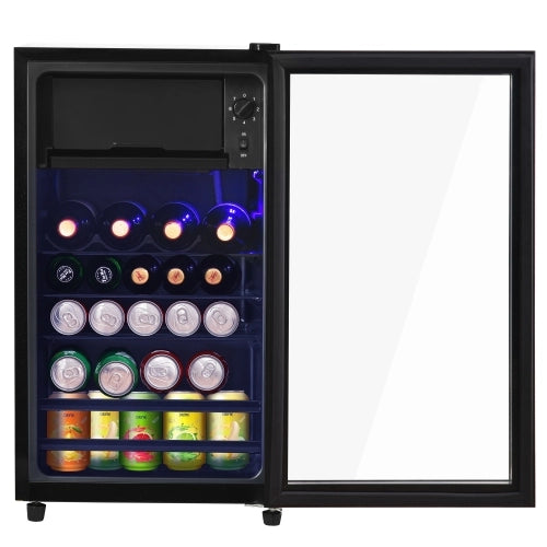 Mini frigorifero; congelatore; volume totale 76L; freezer 6L; compartimento frigorifero 70L; basso rumore; sistema di raffreddamento a compressore; efficiente energeticamente; mensole regolabili; nero