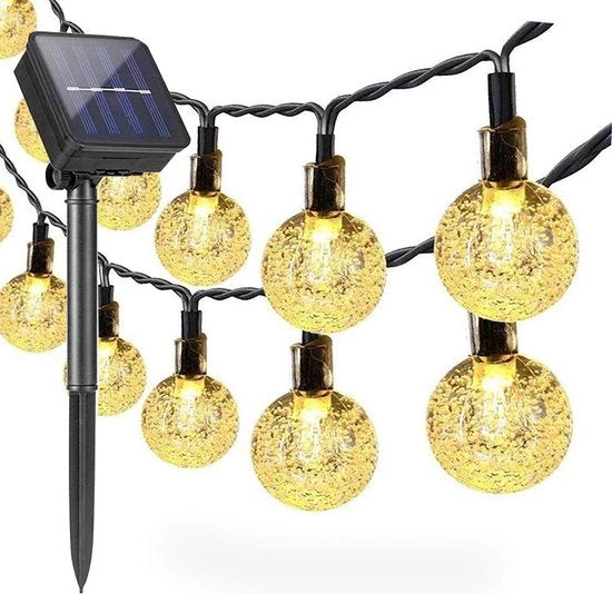 Luminaria solare esterna con 30 led, 65m, catenaria acqua resistente, globo mondo cristallo decorativo per festival, luce colorata per festa, matrimonio, terrazza