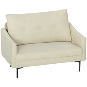 Divano 2 Posti Design Moderno 124x73x92 cm Schienale Trapuntato a Bottoni e Rivestimento in Velluto Crema