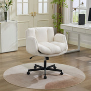 Sedia da ufficio girevole in ciniglia con altezza regolabile e braccioli ribaltabili beige 74 × 53 × 37 cm