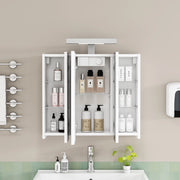 Mobile con specchio - con 3 ante; LED e presa - per bagno - bianco