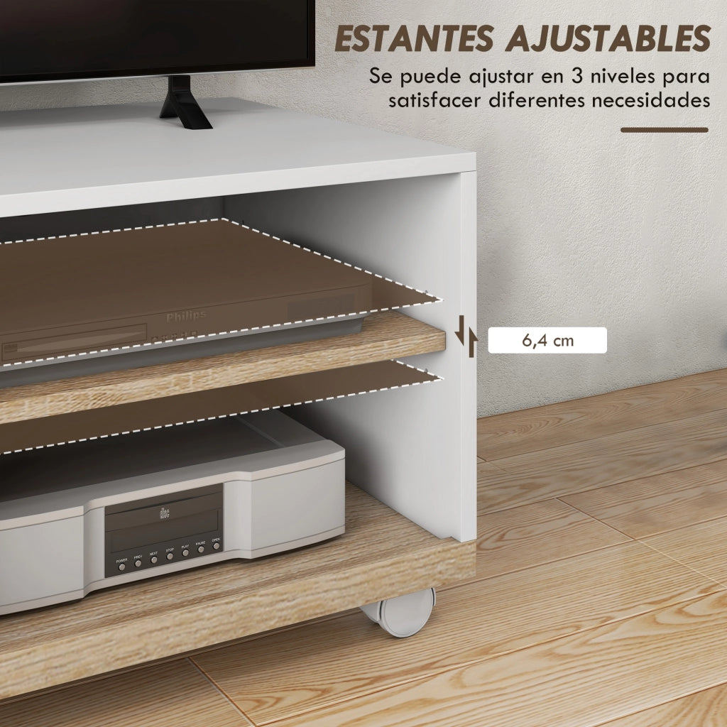 Mobile TV con Ruote e Ante ¨C Zephmum ¨C Bianco 80x45x41 cm