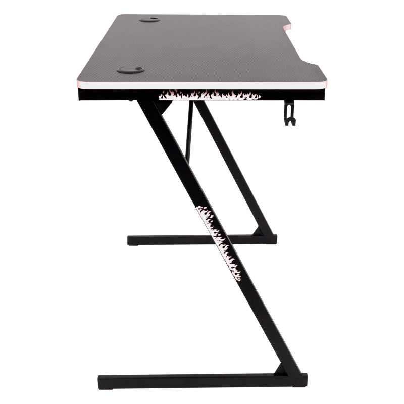 Scrivania Gaming Flame Nera/bianca 80x50x75