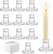 Set di supporti per candele in vetro trasparente - 10 pezzi - contenitore in polistirene - set di supporti per candele - vetro trasparente - per chiesa - per soggiorno