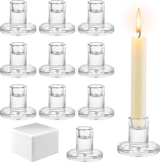 Set di supporti per candele in vetro trasparente - 10 pezzi - contenitore in polistirene - set di supporti per candele - vetro trasparente - per chiesa - per soggiorno