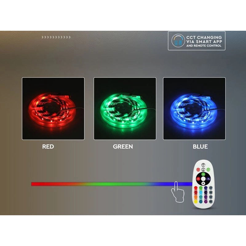 Kit Bobina Striscia Led RGB+CCT IP65 Con Centralina WiFi Compatibile Con Amazon Alexa Google Alimentatore Telecomando SKU-2628