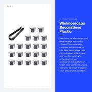 Wielmoerkappen 17 mm - 20 pezzi - Plastica argentata - Incluso clip - Resistenti alla corrosione - Materiale duraturo - Wielmoerkap