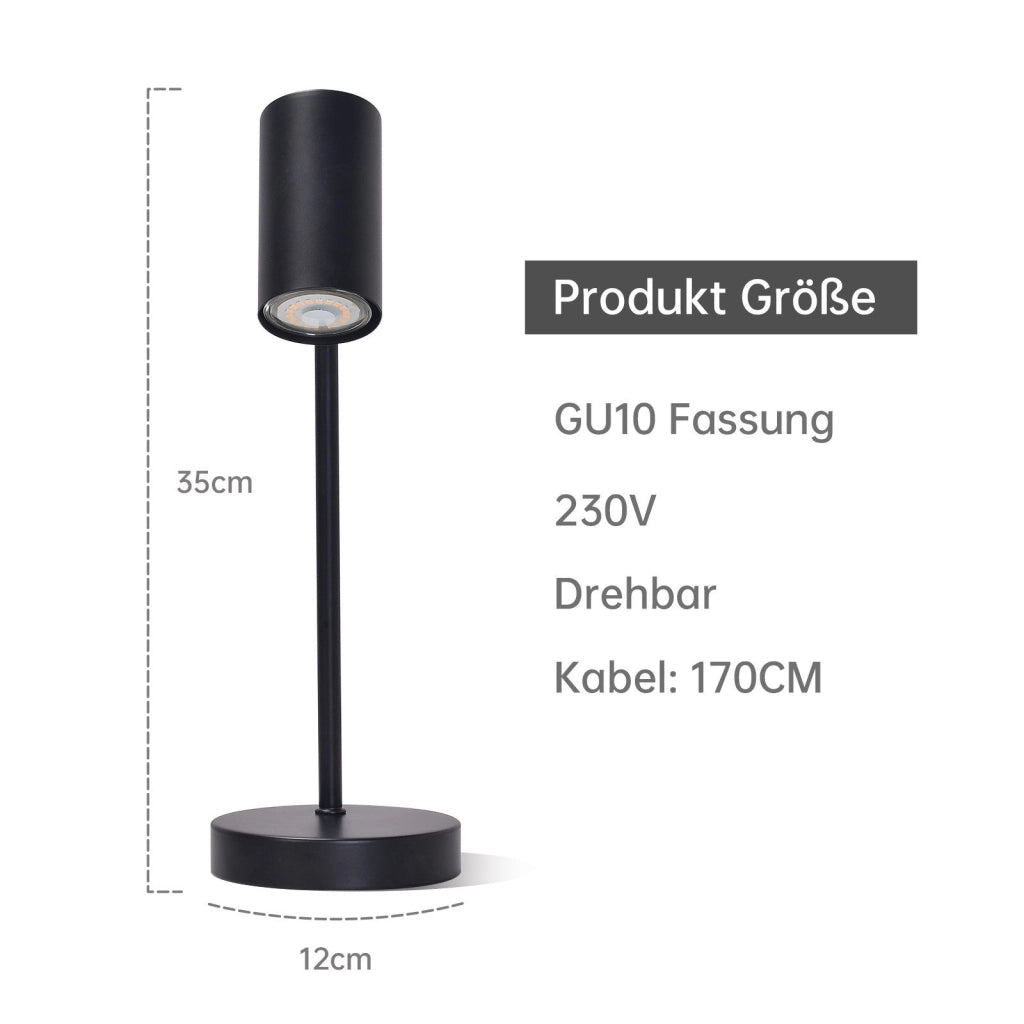ZMH Lampada da tavolo metallo girevole 350° GU10 per soggiorno scrivania