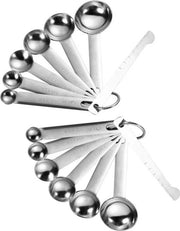 Set di 2 cucchiai in acciaio inossidabile a 6 parti | Cucchiai con scala di misura per pentole e ingredienti secchi | Strumenti di misura per cucina e cottura | Cucchiai per caffè | Cucchiai compatti e spazieggianti per misurare